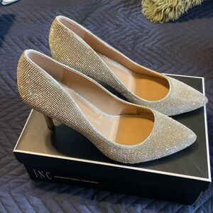 New silver sparkle heels